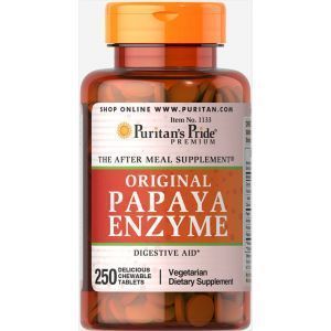 Пищеварительные ферменты папаин, Papaya Enzyme, Puritan's Pride, ягоды, 250 жевательных таблеток