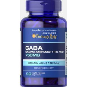 Л-карнитин, GABA (Gamma Aminobutyric Acid), Puritan's Pride, 750 мг, 90 капсул
