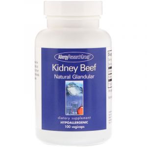 Говяжьи почки, Kidney Beef, Natural Glandular, Allergy Research Group, 100 капсул