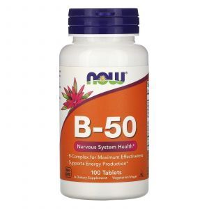 Витамины В-50 комплекс, B-50, Now Foods, 100 таблеток