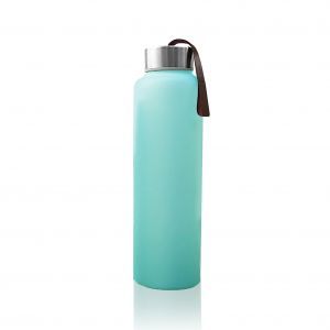 Бутылка для воды, Glass Water Bottle, Everyday Baby, стеклянная, с силиконовой защитой, мятная, 400 мл 