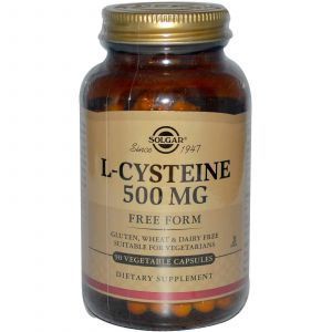 Цистеин, L-цистеин, Солгар, 500 мг, 90 капсулалар