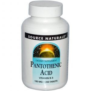 Пантотеновая кислота,Source Naturals, 100 мг,250 табл