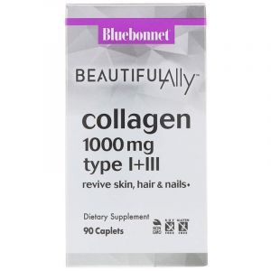 Коллаген тип I+III, Beautiful Ally, Collagen Type I+III, Bluebonnet Nutrition, 1000 мг, 60 капсул