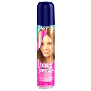 Краска-спрей для волос розовый, 1-Day Metallic Colouring Spray, Venita, 50 мл.