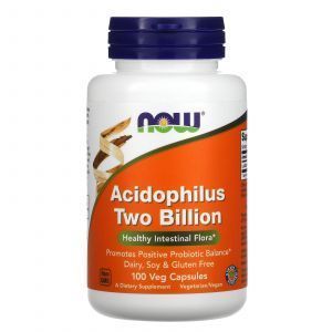 Пробиотик, Acidophilus, Now Foods, 2 млрд, 100 растительных капсул
