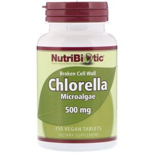 Хлорелла, Chlorella Microalgae, NutriBiotic, 500 мг, 150 вегетарианских таблеток