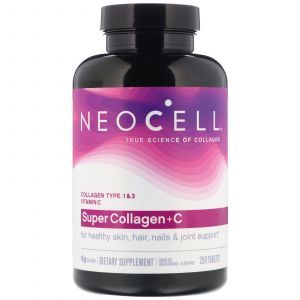 Супер Коллаген, Тип 1 и 3, Collagen + C, Neocell, 6000 мг, 250 таблеток