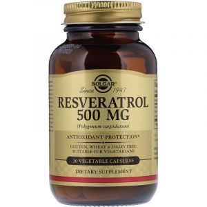 Ресвератрол (Resveratrol), Solgar, 500 мг, 30 капсул (Default)