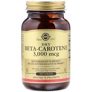 Бета каротин (Beta Carotene), Solgar, 10000 МЕ, 250 таблеток (Default)