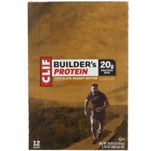 Протеиновые батончики с арахисовым маслом, какао, Builder's Bar, Clif Bar, 12 бат. по 68 г