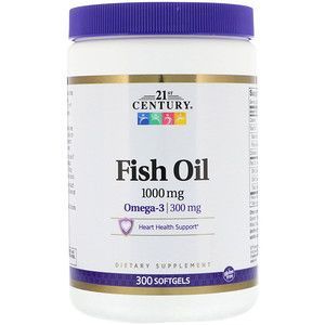 Рыбий жир в капсулах, Fish Oil, 21st Century, 1000 мг, 300 капсул
