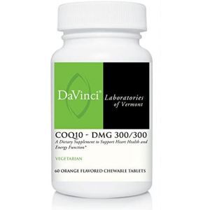 Коэнзим Q10 + Диметилглицин, CoQ10 DMG, DaVinci Laboratories of  Vermont, 300 мг / 300 мг, вкус апельсина, 60 жевательных таблеток