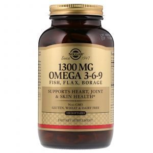 Рыбий жир, Омега 3 6 9 (EFA, Omega 3-6-9), Solgar, 1300 мг, 120 капсул (Default)