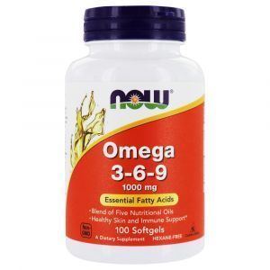 Омега 3 6 9, Omega 3-6-9, Now Foods, 1000 мг, 100 гелевых капсул