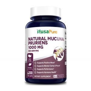 Мукуна жгучая, Mucuna Pruriens, NusaPure, 1000 мг, 200 вегетарианских капсул
