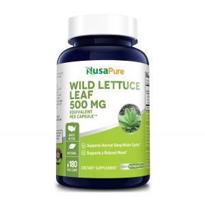 Экстракт листьев дикого салат, Wild Lettuce Leaf, NusaPure, 500 мг, 180 вегетарианских капсул