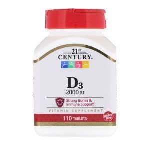 Витамин Д3, Vitamin D3, 21st Century, 2000 МЕ, 110 таб. (Default)