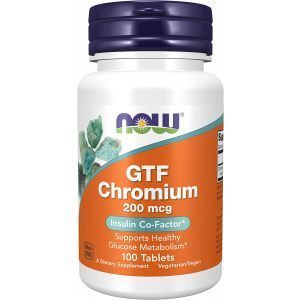 Хром, GTF Chromium,  Now Foods, 200 мкг, 100 таблеток
