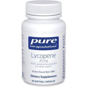 Ликопин, Lycopene, Pure Encapsulations, поддержка предстательной железы, клеток и желтого пятна, 20 мг, 60 капсул