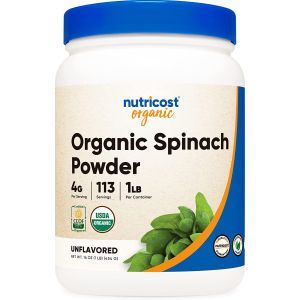 Шпинат, Organic Spinach, Nutricost, органик, порошок, без вкуса, 454 г
