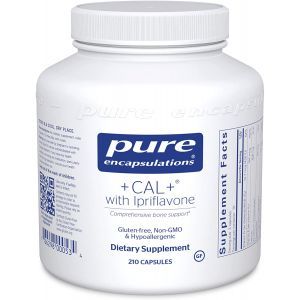 Витамины при остеопорозе + CAL + Ipriflavone, Pure Encapsulations, минеральная, витаминная и травяная добавка для повышения силы скелета, 210 капсул
