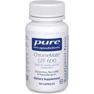 Полиникотинат хрома, ChromeMate GTF 600, Pure Encapsulations, для сахара в крови, метаболизма и сухой мышечной массы,60 капсул