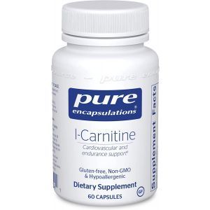 L-карнитин, l-Carnitine, Pure Encapsulations, для сердечно-сосудистой системы и поддержки выносливости, 60 капсул