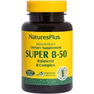 Комплекс витаминов B-50, Super B-50, Nature's Plus, 60 вегетарианских капсул
