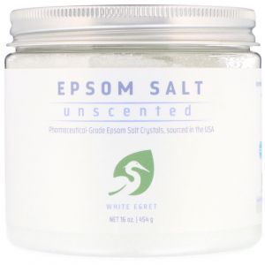 Соль для ванн (без запаха), Epsom Salt, White Egret Personal Care, Unscented, 454 г (Default)