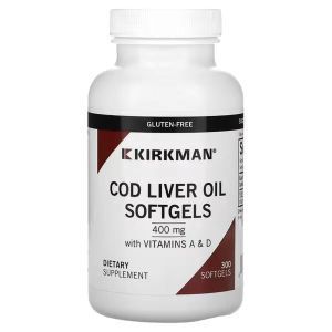 Рыбий жир из печени трески, Cod Liver Oil, Kirkman Labs, 400 мг, 300 капсул