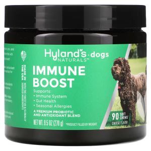 Повышение иммунитета, для собак, Immune Boost, For Dogs, Hyland's Naturals, вкус сыра, 90 мягких жевательных конфет, 270 г