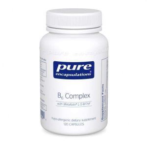 Витамин B6 (комплекс), B6 Complex, Pure Encapsulations, для поддержки клеточного, сердечно-сосудистого, неврологического и психологического здоровья, 120 капсул
