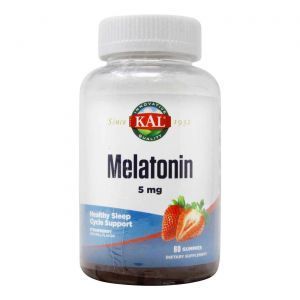 Мелатонин, Melatonin, KAL, клубника, 5 мг, 60 жевательных таблеток