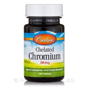 Хром хелат, Chelated Chromium, Carlson Labs, 200 мкг, 100 таблеток