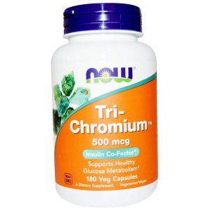 Хром, Tri-Chromium, Now Foods, 500 мкг, 180 вегетарианских капсул