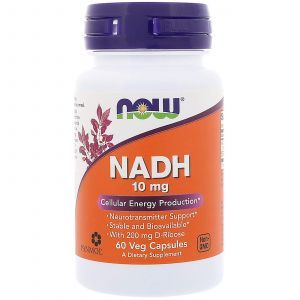 Никотинамидадениндинуклеотид, NADH, Now Foods, 10 мг, 60 кап