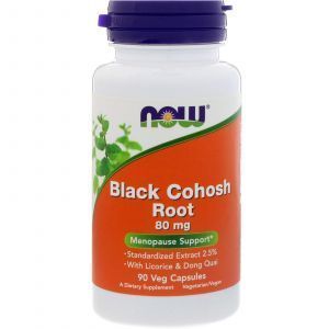 Корень клопогона кистеносного с лакрицей и дягилем, Black Cohosh Root, Now Foods, 80 мг, 90 кап