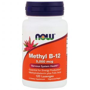 Витамин В12, Methyl B-12, Now Foods, 5000 мкг, 120 леденцов