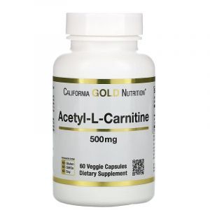 Л карнитин, спорт, Acetyl-L-Carnitine, California Gold Nutrition, 500 мг, 60 капсул