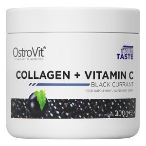 Коллаген + витамин С, Collagen + Vitamin C, OstroVit, вкус черной смородины, 200 г
