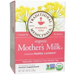 Чай "Материнское молоко" с фенхелем и пажитником, без кофеина, Mother's Milk, Traditional Medicinals, органик, 16 пакетиков, 28 г