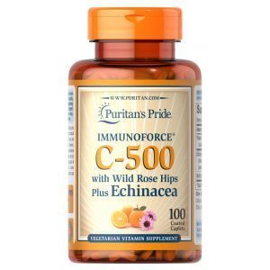 Витамин С с шиповником и эхинацеей, Vitamin C-500, Puritan's Pride, 500 мг, 100 каплет
