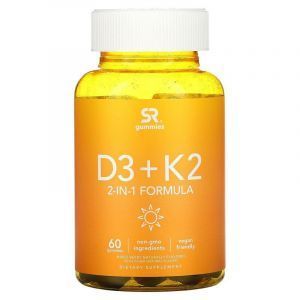 Витамины Д-3 и K-2, D3 + K2, 2-In-1 Formula, Sports Research, вкус ягод, 60 жевательных конфет