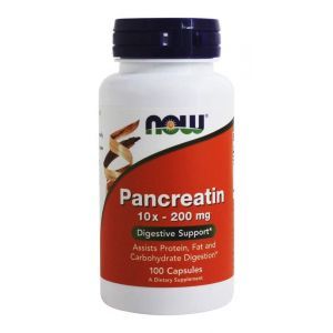 Панкреатин, Now Foods, 10X 200mg, 100 капсулалар