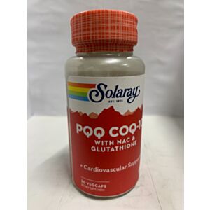 Пирролохинолинхинон, коэнзим Q10, ацетилцистеин и глутатион, PQQ, CoQ-10, Solaray, 30 вегетарианских капсул