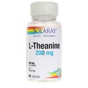 L-теанин с зеленым чаем, L-Theanine, Solaray, 200 мг, 45 вегетарианских капсул 