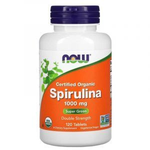 Спирулина сертифицированная органическая, Spirulina, Now Foods, 1000 мг, 120 таблеток