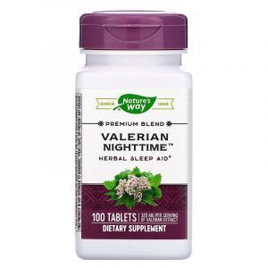 Валериана, Valerian Nighttime, Nature's Way, без запаха, 100 таблеток
