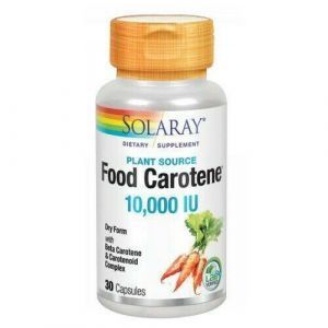 Бета-каротин, Food Carotene, Solaray, пищевой, 10,000 МЕ, 30 капсул